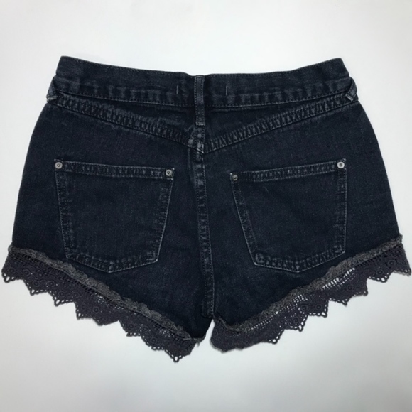 Free People Black Denim Cutoff Lace Short 24 - Picture 5 of 7